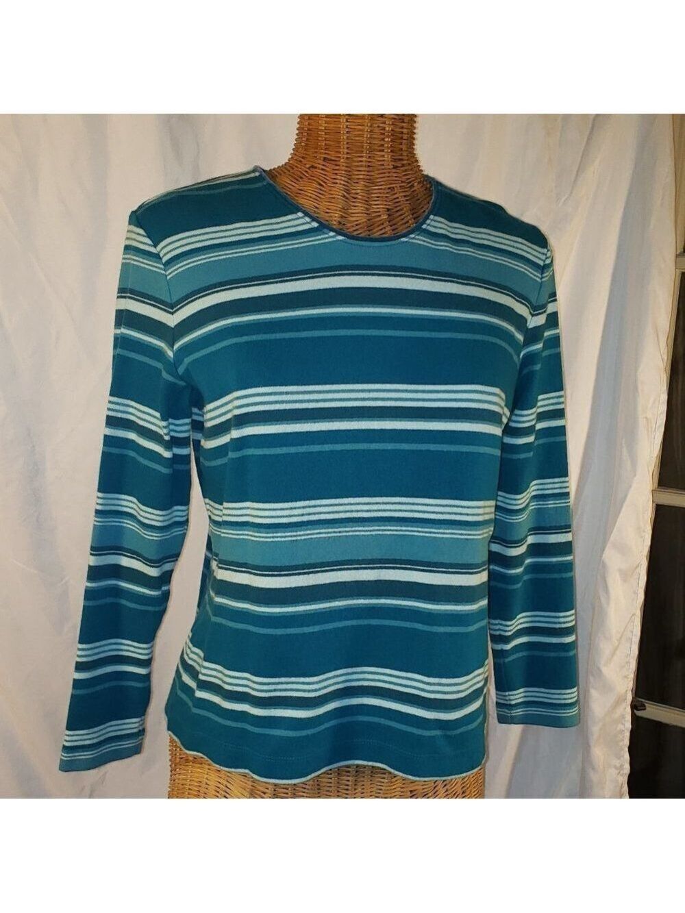 Ladies WESTBOUND Petites Long Sleeve Crew Neck Striped Top - PM